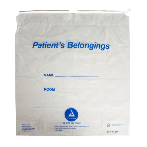 Patient Belonging Bag - Drawstring, 20" x 20" x 4", Clear, 250/cs | Quantity - 1x CS