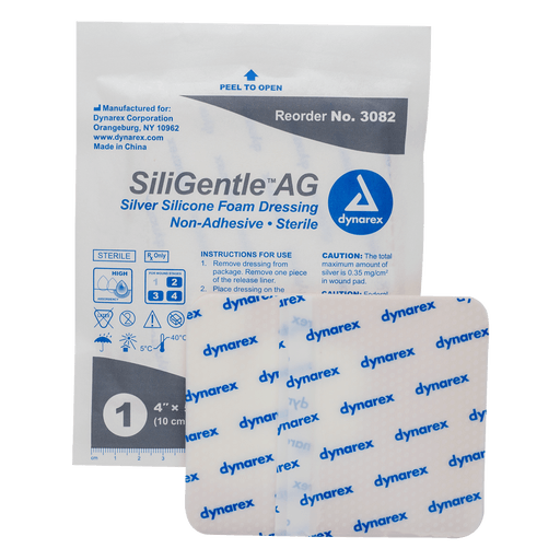 SiliGentle AG - Silver Silicone Foam Dressing, 6" x 6", 5/10/cs | Quantity - 1x CS