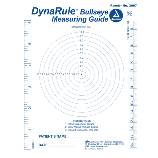 DynaRule Bullseye Measuring Guide, 5/250/cs | Quantity - 1x CS