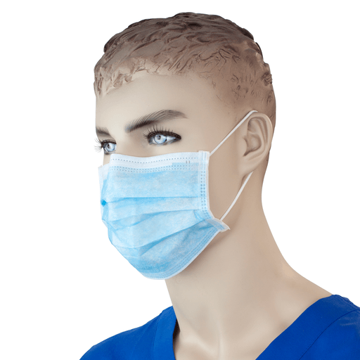 Procedure Face Mask w/ Ear Loop and Plastic Shield, Blue, 4/50/cs | Quantity - 1x CS