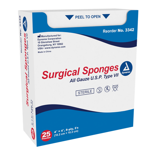 Surgical Gauze Sponge - Sterile, X-Ray Detectable, 4" x 4", 128/10/cs | Quantity - 1x CS