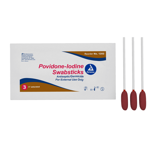 Povidone Iodine Swabsticks, 3 Swabsticks per Packet, 10/25/cs | Quantity - 1x CS