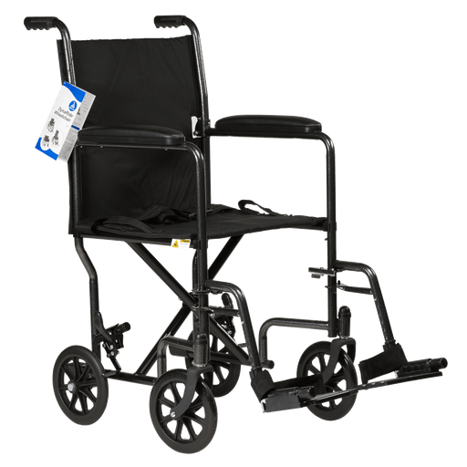 DynaRide Transport Wheelchair - 19" x 16" w/ Fixed Full Arm, Silver Vein, 1pc/cs | Quantity - 1x CS