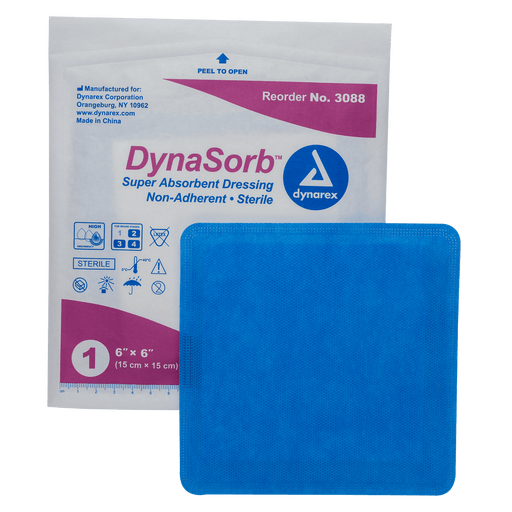 DynaSorb - Super Absorbent Dressing, Self-Adherent, 6" x 6", 12/10/cs | Quantity - 1x CS