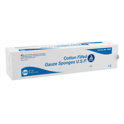 Cotton Filled Gauze Sponge U.S.P., 2" x 2", 25/200/cs | Quantity - 1x CS