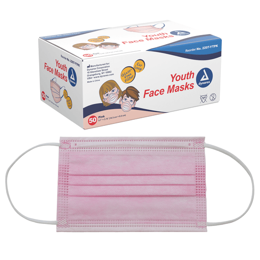 Youth Face Mask w/ Ear Loop, Pink, 12/50/cs | Quantity - 1x CS