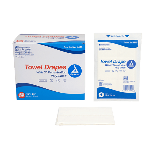 Disposable Towel Drapes Fenestrated - Sterile, 18" x 26", 6/50/cs | Quantity - 1x CS