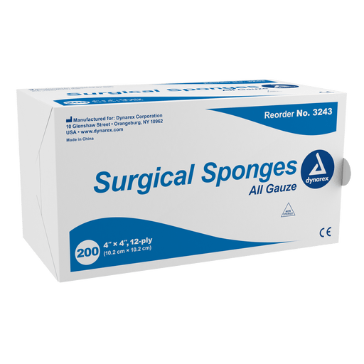 Surgical Gauze Sponge - Sterile, X-Ray Detectable, 4" x 4", 128/10/cs | Quantity - 1x CS