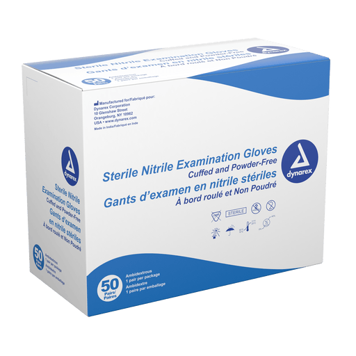 Nitrile Sterile Exam Gloves, Pairs, Large, Powder Free, 8/50pr/cs | Quantity - 1x CS