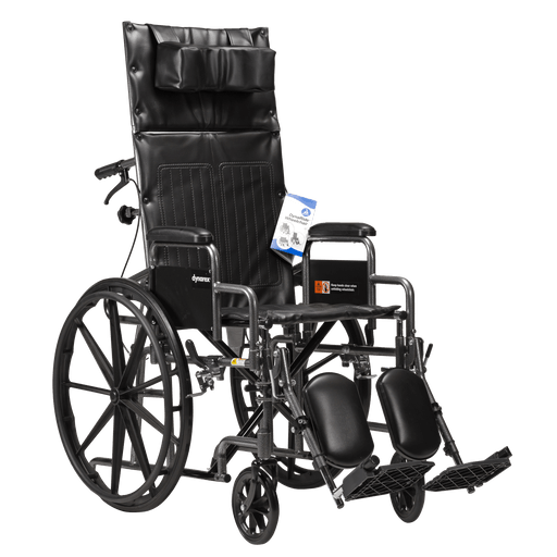 DynaRide Reclining Wheelchair - 22" x 18" w/ Detach Desk Arm, Silver Vein, 1pc/cs | Quantity - 1x CS