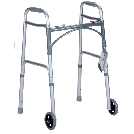 Junior Two Button Folding Walker w/ 5" Wheels, 25" - 32", 1pc/bag, 4bags/cs | Quantity - 1x CS