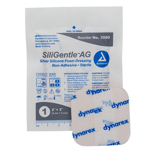 SiliGentle AG - Silver Silicone Foam Dressing, 6" x 6", 5/10/cs | Quantity - 1x CS