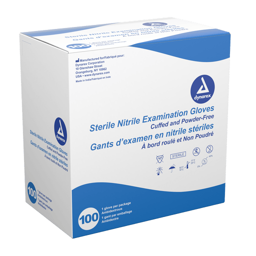 Nitrile Sterile Exam Gloves, Pairs, Large, Powder Free, 8/50pr/cs | Quantity - 1x CS