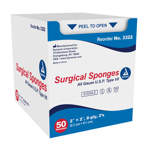 Surgical Gauze Sponge - Sterile, X-Ray Detectable, 4" x 4", 128/10/cs | Quantity - 1x CS