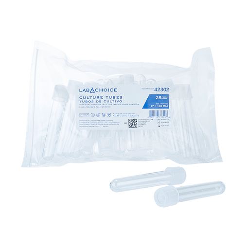 Culture Tube w/Dual Position Cap w/Graduated, PS, Peel Pack, 12x75mm, 500/cs | Quantity - 1x CS