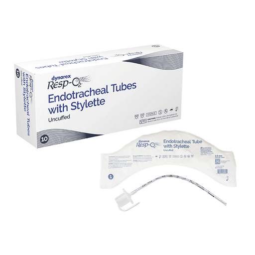 Endotracheal Tubes w/ Stylette - Uncuffed, 5.0 mm, 10/bx | Quantity - 1x BOX