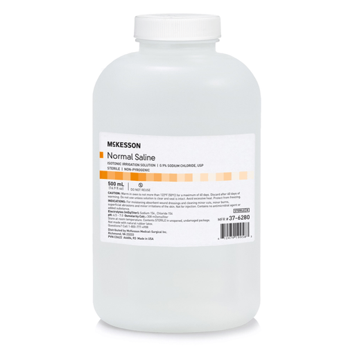 McKesson Saline Irrigation Solution, 500 mL Bottle | Quantity - 1x EA