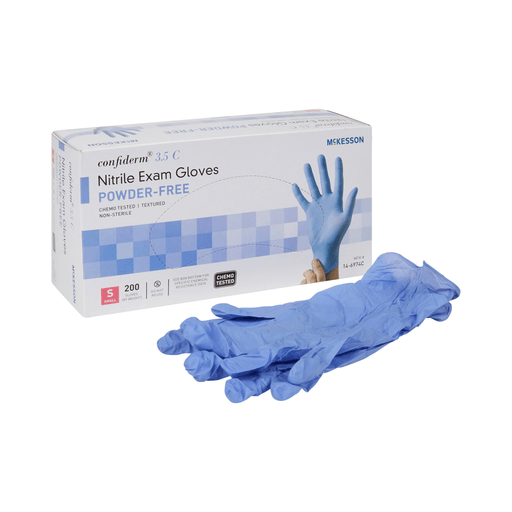 McKesson Confiderm® 3.5C Nitrile Exam Glove, Small, Blue | Quantity - 1x CS