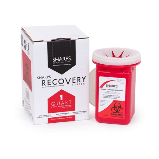 Sharps Recovery System™ Mailback Sharps Collector, 1 Quart, 4½ x 4½ x 7 Inch | Quantity - 1x CS