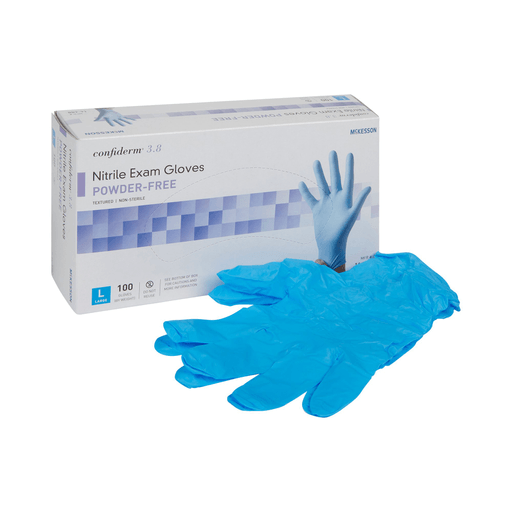 McKesson Confiderm® 3.8 Nitrile Exam Glove, Large, Blue | Quantity - 1x BX