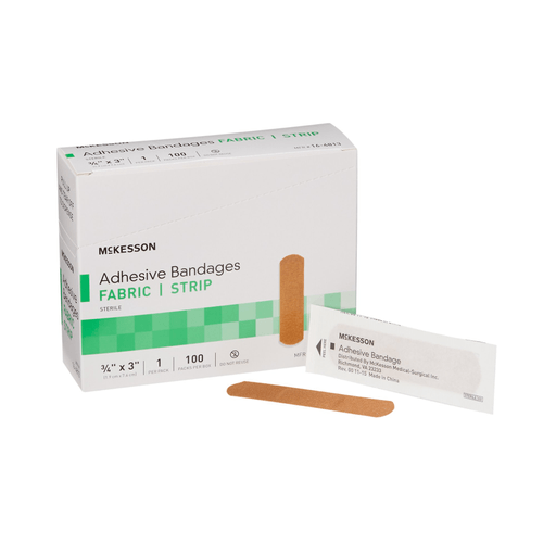 BANDAGE, ADHSV FABR STRP 3/4X3(100/BX 24BX/CS) | Quantity - 1x CS
