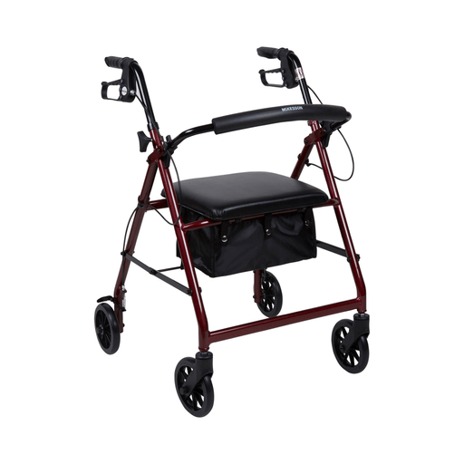 McKesson Folding Aluminum Four-Wheel Rollator, Red | Quantity - 1x EA
