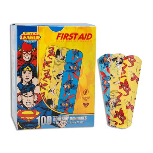 American® White Cross Stat Strip® Kid Design Justice League Adhesive Strips | Quantity - 1x BX