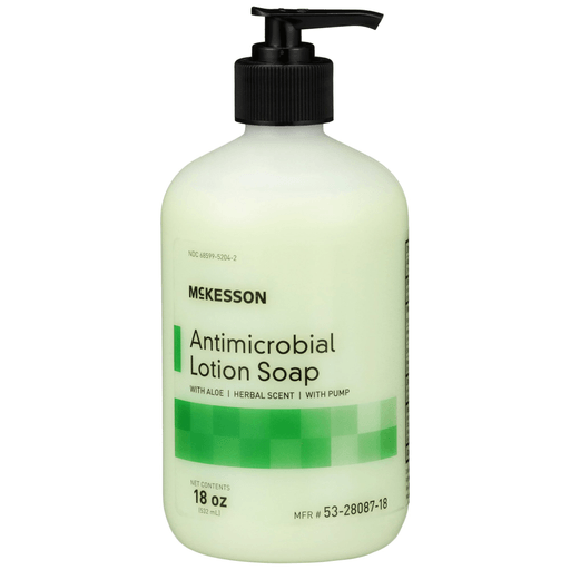 McKesson Antimicrobial Lotion Soap, Herbal Scent, 18-ounce Pump Bottle | Quantity - 1x CS