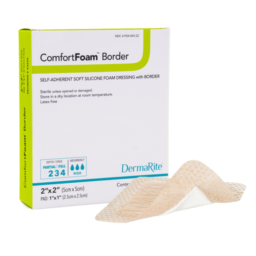 ComfortFoam™ Border Self-Adherent Soft Silicone Foam Dressing, 5 x 5 Centimeter | Quantity - 1x BX
