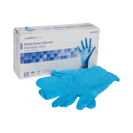 McKesson Confiderm® 3.8 Nitrile Exam Glove, Extra Large, Blue | Quantity - 1x CS