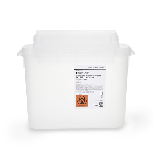 McKesson Prevent® Clear Sharps Container, 5.4-Quart, 11 x 12 x 4-3/4 Inch | Quantity - 1x CS