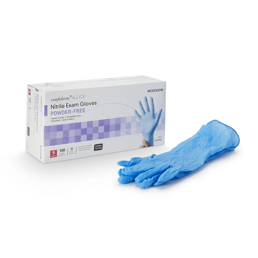 McKesson Confiderm® 6.5CX Nitrile Extended Cuff Length Exam Glove, Small, Blue | Quantity - 1x BX