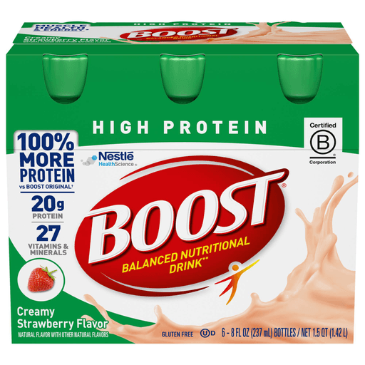 Boost® High Protein Strawberry Complete Nutritional Drink, 8-ounce bottle | Quantity - 1x CS