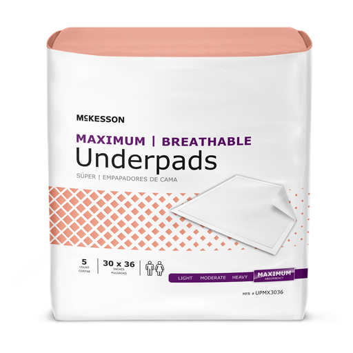 McKesson Ultimate Breathable Underpads, Heavy Absorbency, 30 x 36 Inch, White | Quantity - 1x CS