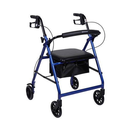 McKesson Folding Aluminum Four-Wheel Rollator, Blue | Quantity - 1x EA
