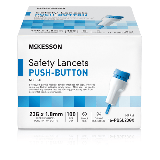 McKesson Push Button Safety Lancet, 23G x 1.8mm | Quantity - 1x BX