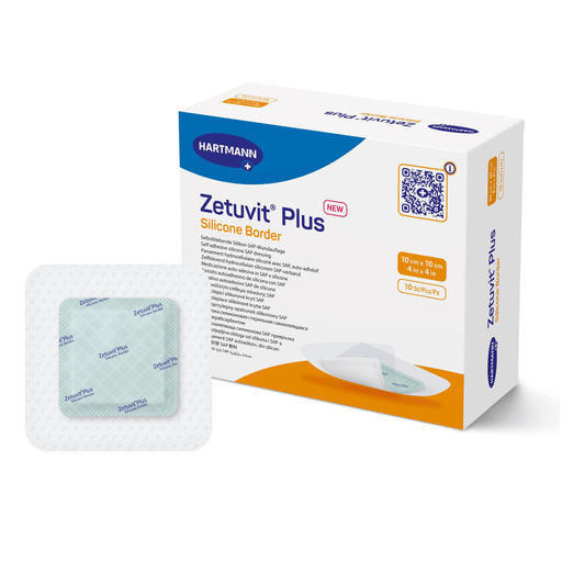 Zetuvit® Plus Silicone Border Super Absorbent Dressing, 4 x 4 Inch | Quantity - 1x BX