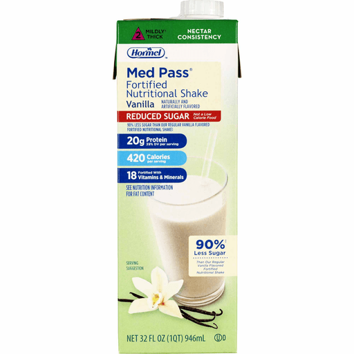 Med Pass® Reduced Sugar Vanilla Fortified Nutritional Shake, 32-ounce carton | Quantity - 1x EA