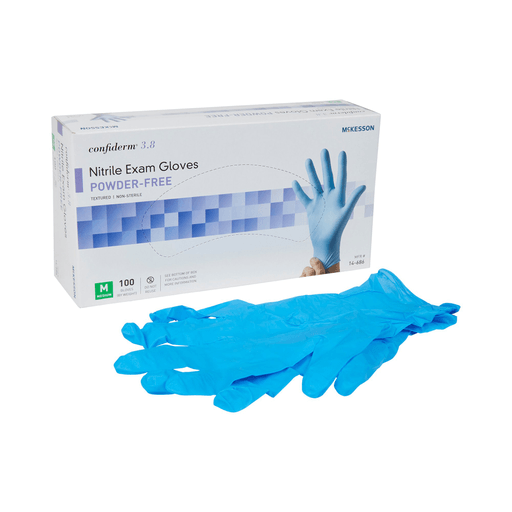 McKesson Confiderm® 3.8 Nitrile Exam Glove, Medium, Blue | Quantity - 1x CS