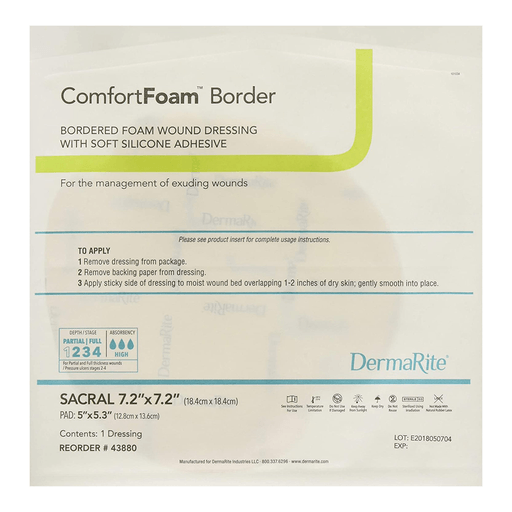 ComfortFoam™ Border Foam Wound Dressing w/ Adhesive, Sacral 18.4 x 18.4 cm | Quantity - 1x BX