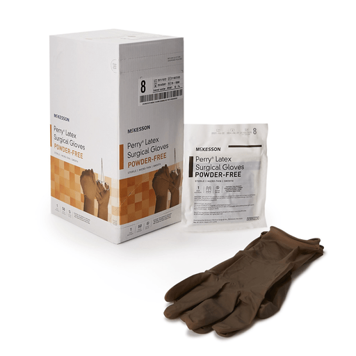 McKesson Perry® Latex Surgical Glove, Size 8, Brown | Quantity - 1x BX