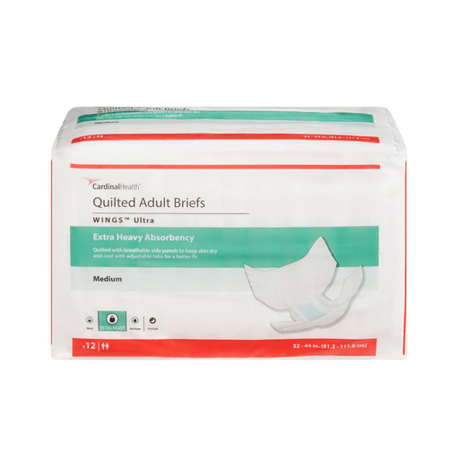 Wings™ Ultra Quilted Extra Heavy Absorbency Incontinence Brief, Medium | Quantity - 1x BG