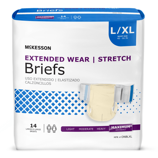 McKesson Extended Wear Maximum Absorbency Incontinence Brief, Large / X-Large | Quantity - 1x CS