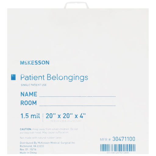 McKesson Patient Belongings Bag With Snap Closure | Quantity - 1x EA