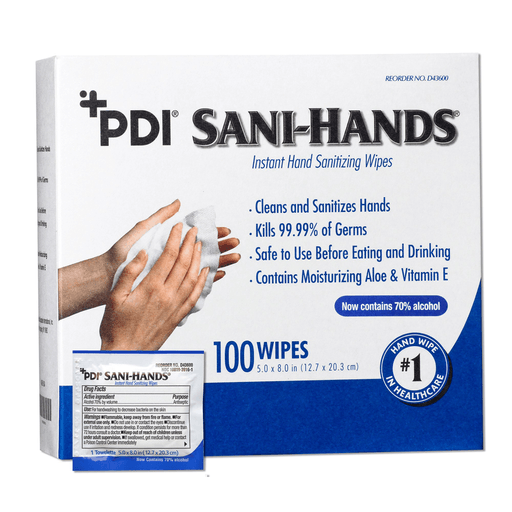 Sani-Hands® Hand Sanitizing Wipes, Ethyl Alcohol, Unscented, 5 X 8 Inch | Quantity - 1x CS