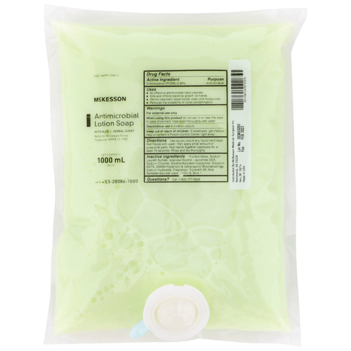 McKesson Antimicrobial Lotion Soap, Herbal Scent, With Aloe, 1,000 mL Refill Bag | Quantity - 1x EA