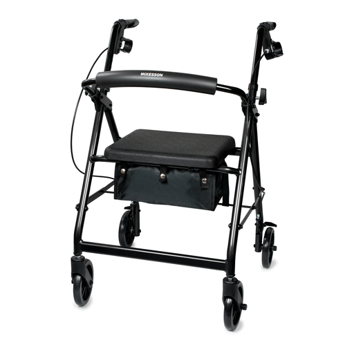 WALKER, ROLLATOR LTWT FOLDING ALUM W/6" WHLS BLK 300LB | Quantity - 1x EA