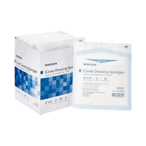 SPONGE, CVR DRSNG 4"X4" STR LF(2/PK 25PK/BX 24BX/ | Quantity - 1x BX