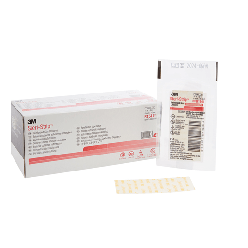 3M Steri-Strip Skin Closure Strips, 1/4 inch x 3 Inch, Reinforced Strip, White | Quantity - 1x BX
