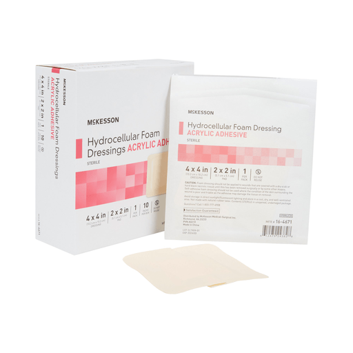 McKesson Acrylic Adhesive with Border Foam Dressing, 4 x 4 Inch | Quantity - 1x EA